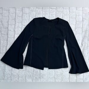 GUESS Women’s Black Kayla Cape Blazer Jacket Open Front  Zippered Sleeves Size S